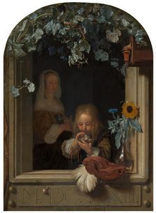 A Boy Blowing Bubbles, 1663. Creator: Frans van Mieris I