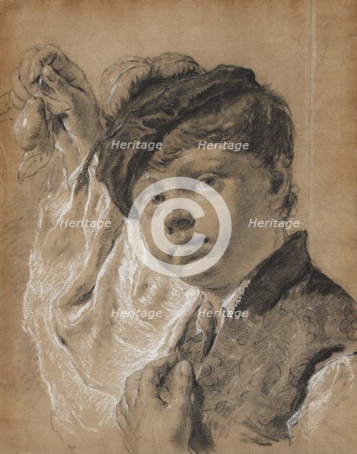 A Boy Holding a Pear (Giacomo Piazzetta?), about 1737. Creator: Giovanni Battista Piazzetta.