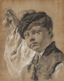 A Boy Holding a Pear (Giacomo Piazzetta?), about 1737. Creator: Giovanni Battista Piazzetta