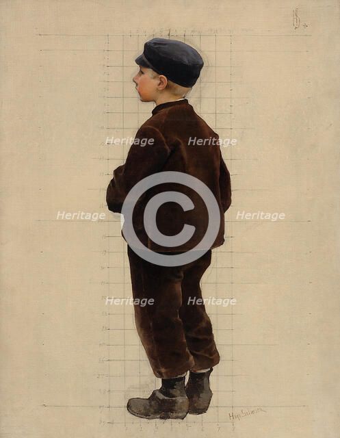A boy in a brown suit, late 19th century. Creator: Hugo Salmson.