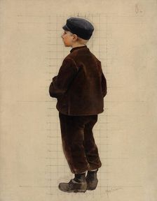 A boy in a brown suit, late 19th century. Creator: Hugo Salmson
