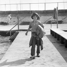 A boy on the jetty, Borstahusen, Landskrona, Sweden, 1964. Creator: Unknown