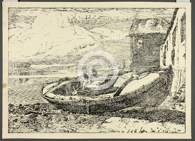 A Boy Sitting on a Banked Vessel, November 8, 1809. Creator: Cornelius Varley.
