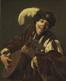 A Boy Playing the Lute ("Hearing", One of a Series of the Five Senses), 1620s. Creator: Hendrick ter Brugghen