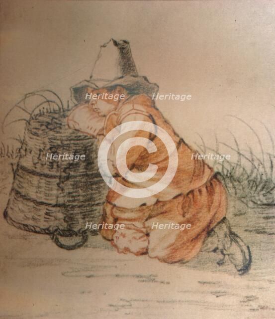 A Boy resting on a Basket, 17th century, (1929). Artist: Cornelis Saftleven