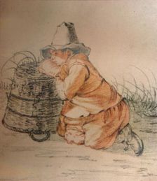 A Boy resting on a Basket, 17th century, (1929). Artist: Cornelis Saftleven