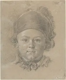 A Boy Wearing a Military Cap. Creator: Unknown