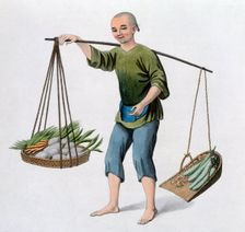 A boy with vegetables, 1800. Creator: J Dadley