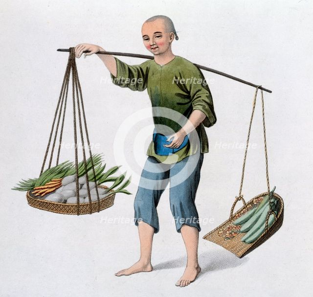 A boy with vegetables, 1800. Creator: J Dadley.