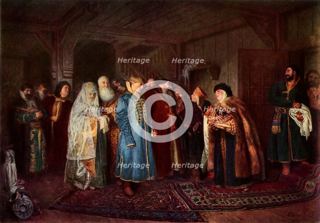 'A Boyar Wedding', 1883, (1965). Creator: Klavdi Vasilevich Lebedev.