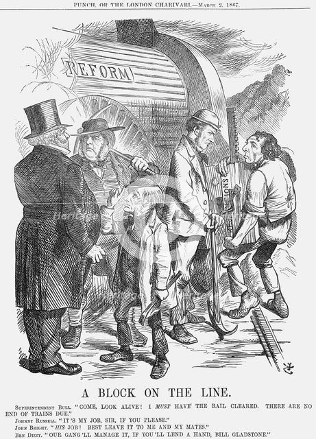 'A Block on the Line', 1867. Creator: John Tenniel.