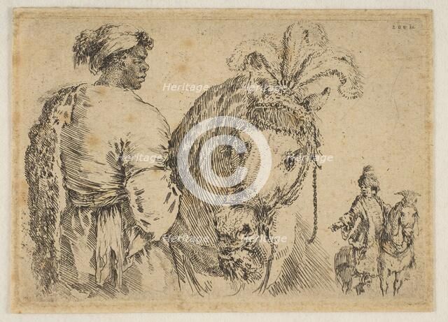 A Black Man Feeding a Horse, ca. 1662. Creator: Stefano della Bella.