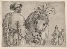 A Black Man Feeding a Horse, probably 1662. Creator: Stefano della Bella