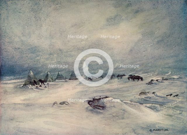 'A Blizzard on the Barrier', c1908, (1909).  Artist: George Marston.
