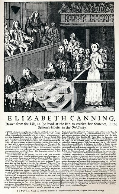 A broadside of 1754 reporting on the case of Elizabeth Canning, 1915. Artist: Unknown