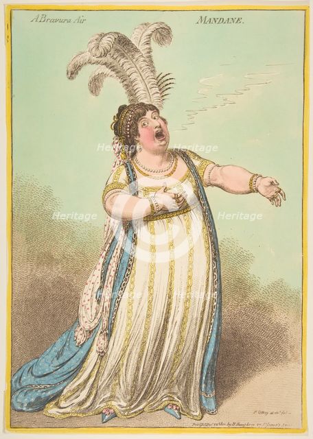 A Bravura Air. Mandane, December 22, 1801. Creator: James Gillray.