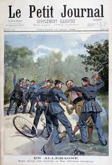 A brawl between German soldiers and Bavarian officers, Germany, 1898. Creator: F Meaulle