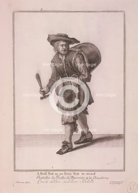 'A Brass Pott or an Iron Pott to mend', Cries of London, (c1688?). Artist: Anon