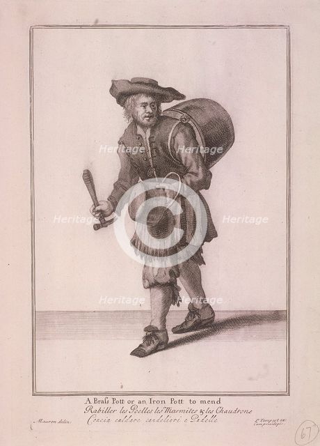 'A Brass Pott or an Iron Pott to mend', Cries of London, (c1688?). Artist: Anon