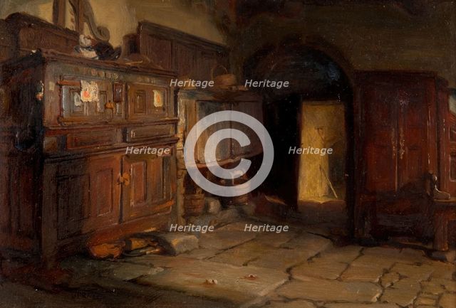 A Breton Cottage Interior, 1887. Creator: Jonathon Pratt.