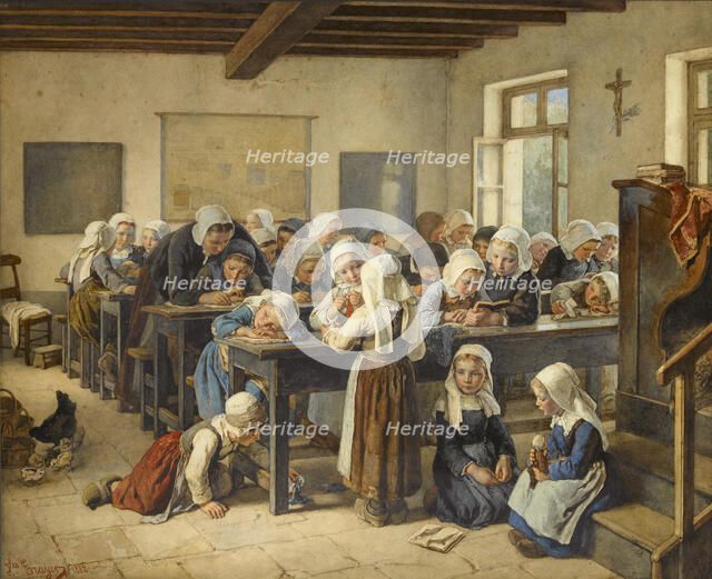 A Breton girls school  , 1882. Creator: Trayer, Jules (1824-1909).