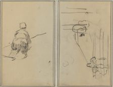 A Breton Woman Walking; Sketch with Stairs [verso], 1884-1888. Creator: Paul Gauguin