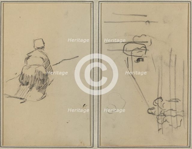 A Breton Woman Walking; Sketch with Stairs [verso], 1884-1888. Creator: Paul Gauguin.