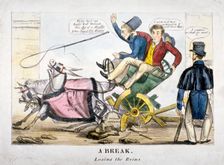 A Break, losing the Reins 1830. Artist: Anon