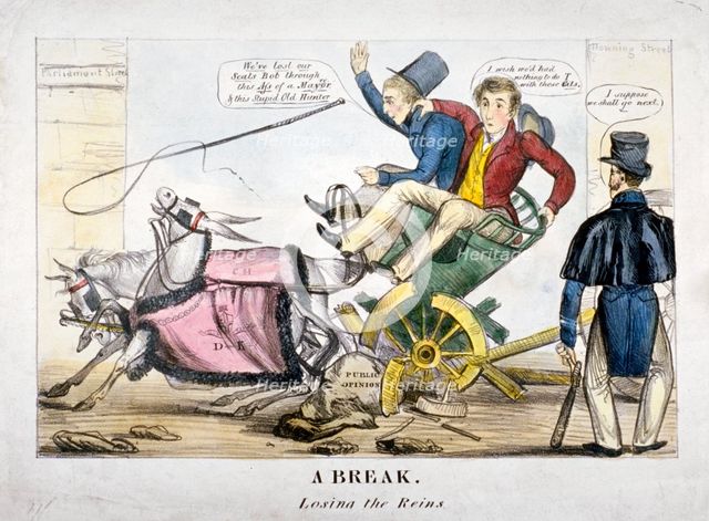 'A Break, losing the Reins', 1830. Artist: Anon