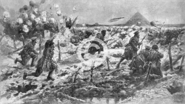 A British attack using the bayonet and grenade, Neuve-Chapelle, France, 10 March 1915, (1926). Creator: Frederick Villiers.