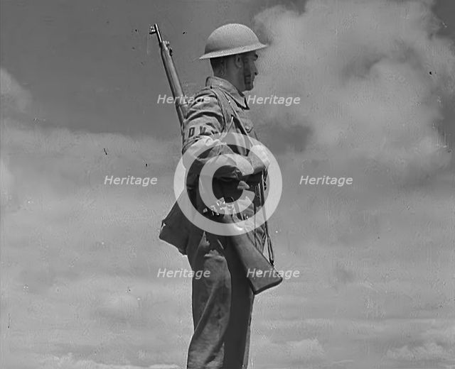 A British Local Defence Volunteer on Guard, 1940. Creator: British Pathe Ltd.
