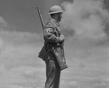 A British Local Defence Volunteer on Guard, 1940. Creator: British Pathe Ltd