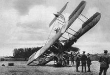 A British Vickers Vimy biplane, crashed south-west of Lille, France, World War I, 1917