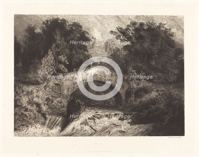 A Bridge in Auvergne (Un pont en Auvergne), 1834. Creator: Paul Huet.