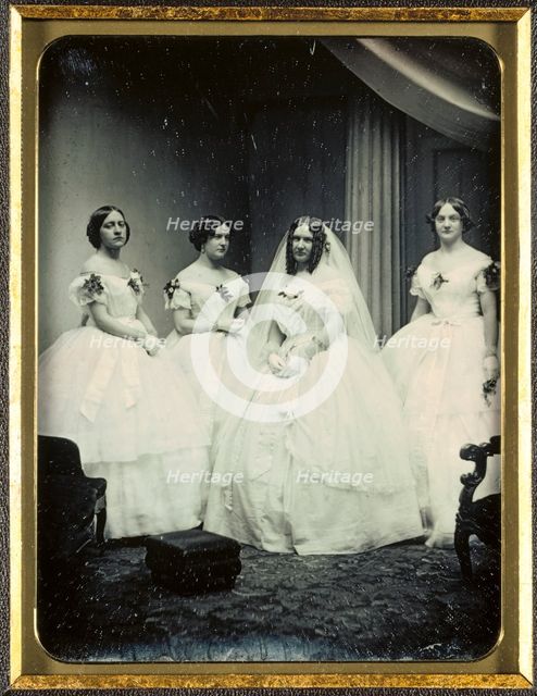 A Bride and Her Bridesmaids, 1851 or later. Creator: Josiah Johnson Hawes (American, 1808-1901); Albert Sands Southworth (American, 1811-1894).