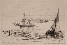 A Brig at Anchor, 1879. Creator: Francis Seymour Haden (British, 1818-1910)