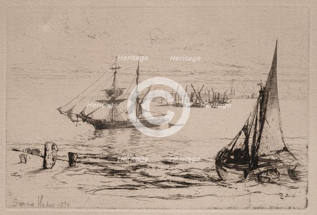 A Brig at Anchor, 1879. Creator: Francis Seymour Haden (British, 1818-1910).