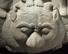 A Buddha Flanked by Figures Standing on a Mythical Creature (image 5 of 6), 8th-9th century. Creator: Unknown