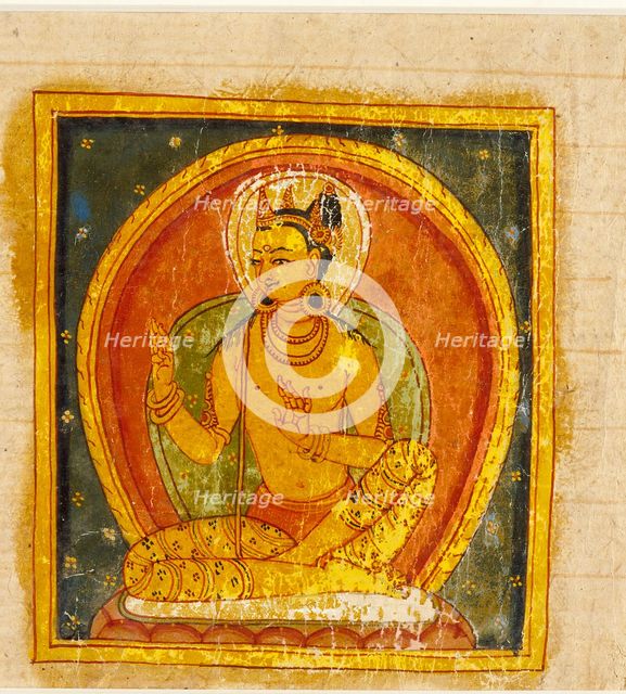 A Buddha (left); Crowned Deity (right); Folio from a Buddhist Manuscript, c13th century. Creator: Unknown.