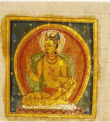 A Buddha (left); Crowned Deity (right); Folio from a Buddhist Manuscript, c13th century. Creator: Unknown