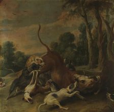 A bull overpowered by dogs, between 1620 and 1657. Creator: Frans Snyders