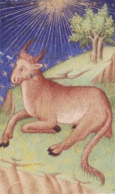 A bull lying down, 1423. Creator: Unknown