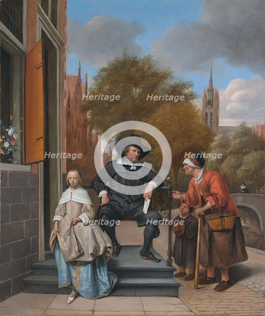 A Burgher of Delft and His Daughter (Adolf Croeser and his daughter Catharina Croeser). Artist: Steen, Jan Havicksz (1626-1679)