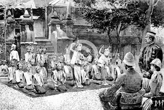 ''A Burmese Ballet; Performed before H.R.H. Prince Albert Victor', 1890. Creator: Unknown.
