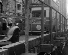 A Bus Driving Across a Wooden Bridge, 1940. Creator: British Pathe Ltd