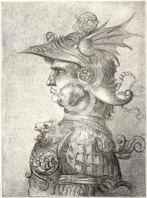 A bust of a warrior in profile, 1882. Artist: Unknown