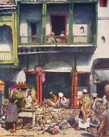 A Busy Bazaar in Delhi 1905. Artist: Mortimer Luddington Menpes
