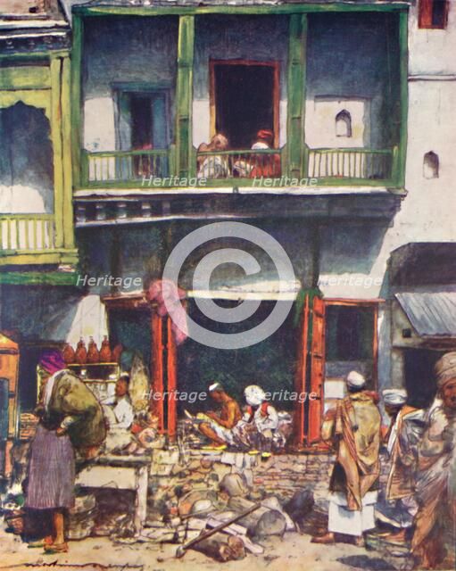 'A Busy Bazaar in Delhi', 1905. Artist: Mortimer Luddington Menpes.