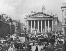 A Busy Corner - The Royal Exchange and Bank of England 1909. Creator: Francis Frith & Co