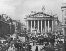 A Busy Corner - The Royal Exchange and Bank of England 1909. Creator: Francis Frith & Co